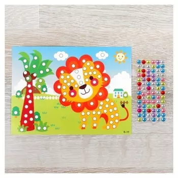 Аппликация круглыми стразами "Лев"