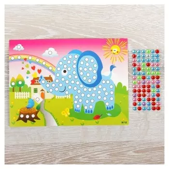 Аппликация круглыми стразами "Слоник"