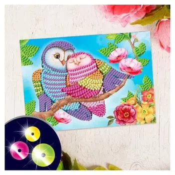 Аппликация пайетками с клеевым слоем «совушки, 21×30 см