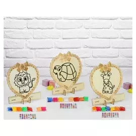 Аппликация шариковым пластилином в форме сердца «Животные» 8 цветов по 4 гр, подставка