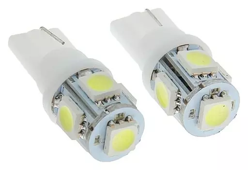 Автолампа светодиодная Torso T10 W5w, габарит, 12 В, 5 Smd-5050, 2 шт., свет белый