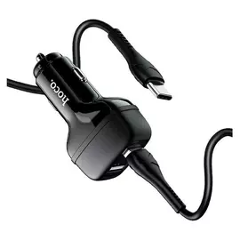 Автомобильное зарядное устройство Hoco Z36, 2 USB - 2.4 А, кабель Type-c, 1 м, черный