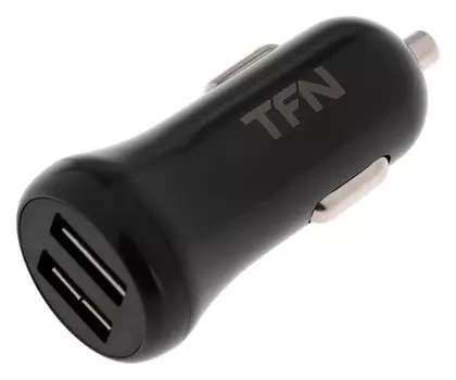 Автомобильное зарядное устройство TFN, 2usb, 2.4а, защита от перегрузок и замыкания, черное