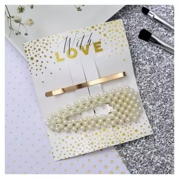 Аксессуары для волос на подложке Невидимка и заколка With Love, 8 х 12 см