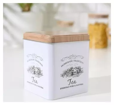 Банка для чая «Дом и поле», 12×10×10 см