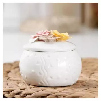 Банка для сыпучих продуктов «Цветы», 160 мл, цвет белый