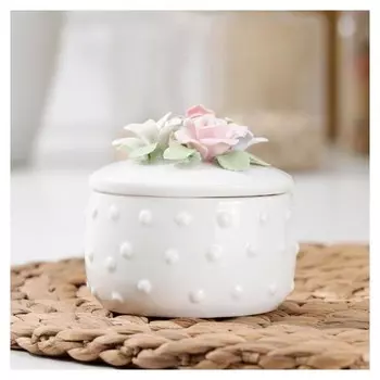 Банка для сыпучих продуктов «Цветы», 180 мл, цвет белый