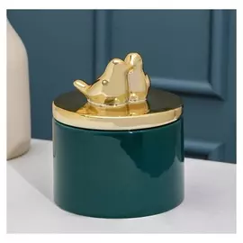 Банка для сыпучих продуктов доляна «Золотое крыло», 450 мл, цвет зелёный