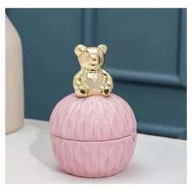 Банка для сыпучих продуктов доляна «Золотой мишка», 130 мл, цвет розовый