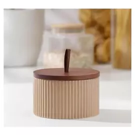 Банка для сыпучих продуктов «Дымка», 500 мл, 12×8 см, цвет бежевый