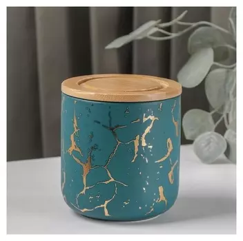 Банка для сыпучих продуктов Gold, 550 мл, 11×12 см, цвет зелёный