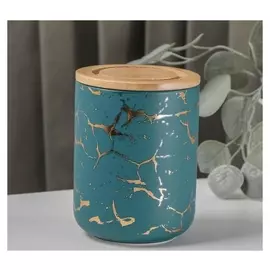 Банка для сыпучих продуктов Gold, 900 мл, 11×14,3 см, цвет зелёный