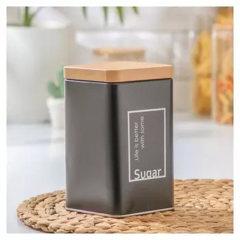 Банка для сыпучих продуктов «Lifestyle сахар», 9×9×15 см, цвет чёрный