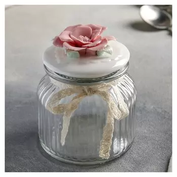 Банка для сыпучих продуктов «Роза», 600 мл, 11×14 см