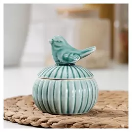 Банка для сыпучих продуктов «Соловушка», 180 мл, цвет зелёный