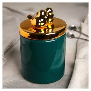 Банка для сыпучих продуктов Золотое крыло, 11×19 см, керамика