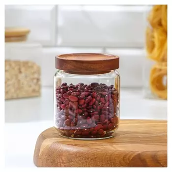 Банка стеклянная для сыпучих продуктов с деревянной крышкой Magistro Village, 450 мл, 9×10 см