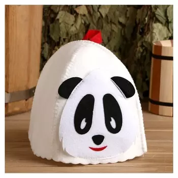 Банная шапка с детской аппликацией "Пандочка", войлок