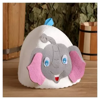 Банная шапка с детской аппликацией "Слонёнок", войлок