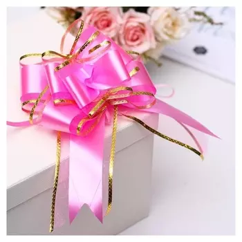 Бант-бабочка №7 "Золотая полоса", цвет розовый