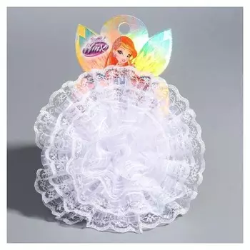 Бант для волос белый кружевной