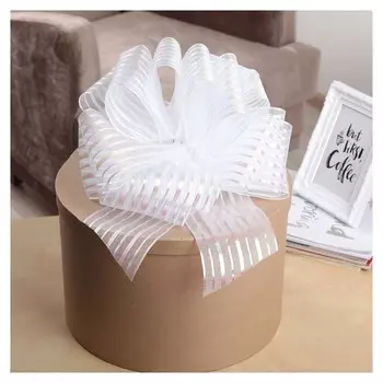 Бант-шар №10 "Полоски", цвет белый