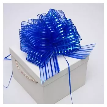 Бант-шар №10 "Полоски", цвет синий