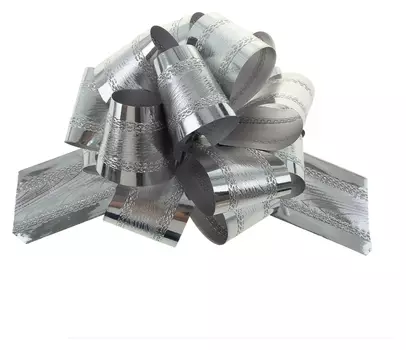 Бант-шар №5 полоска, серебро