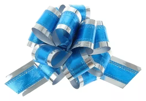 Бант-шар №5 синий в серебре