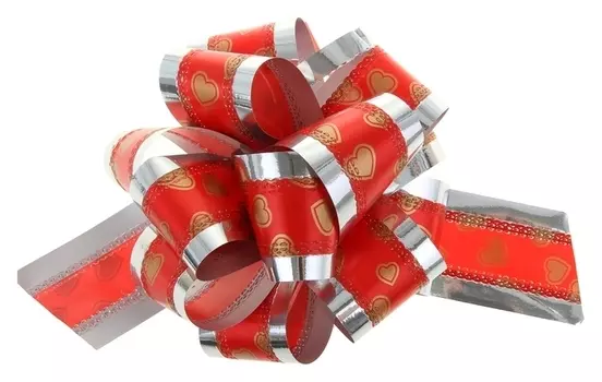 Бант-шар №5 "Воздушные сердца", цвет красный