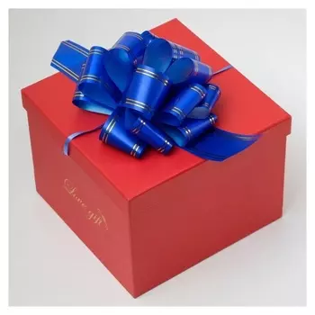 Бант-шар №5 "Золотые полосы", цвет синий