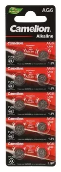 Батарейка алкалиновая Camelion Mercury Free, AG6 (371, Lr921)-10bl, 1.5в, блистер, 10 шт.