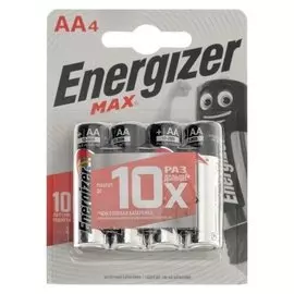 Батарейка алкалиновая Energizer Max, AA, Lr6-4bl, 1.5в, блистер, 4 шт.