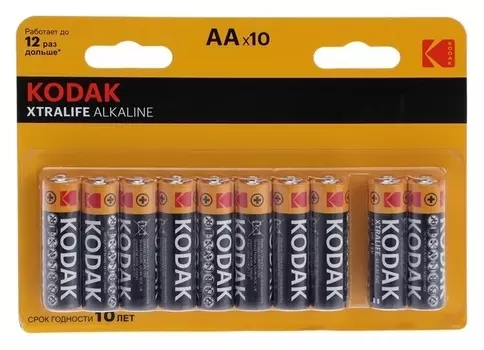 Батарейка алкалиновая Kodak Xtralife, AA, Lr6-10bl, 1.5в, спайка, 10 шт.