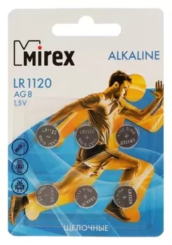 Батарейка алкалиновая Mirex, Lr1120, Ag8, 1.5в, блистер, 6 шт