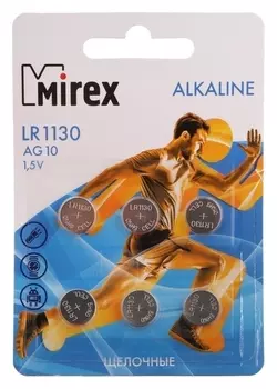 Батарейка алкалиновая Mirex, Lr1130, Ag10, 1.5в, блистер, 6 шт