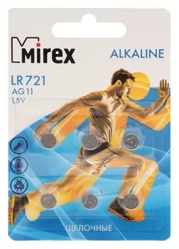 Батарейка алкалиновая Mirex, Lr721, Ag11, 1.5в, блистер, 6 шт