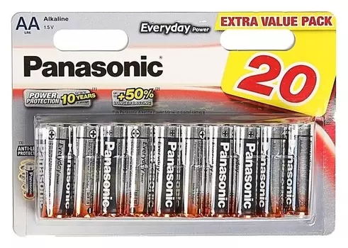 Батарейка алкалиновая Panasonic Everyday Power, AA, Lr6-20bl, 1.5в, блистер, 20 шт.