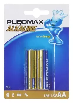 Батарейка алкалиновая Pleomax, AA, Lr6-2bl, 1.5в, блистер, 2 шт.