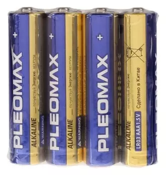 Батарейка алкалиновая Pleomax, Aaa, Lr03-4s, 1.5в, спайка, 4 шт.