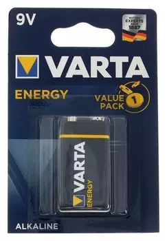 Батарейка алкалиновая Varta Energy, 6lr61-1bl, 9В, крона, блистер, 1 шт.