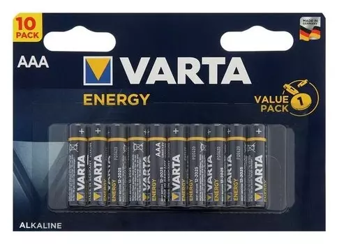 Батарейка алкалиновая Varta Energy, Aaa, Lr03-10bl, 1.5в, блистер, 10 шт.