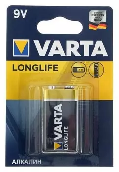 Батарейка алкалиновая Varta Longlife, 6lr61-1bl, 9В, крона, блистер, 1 шт.