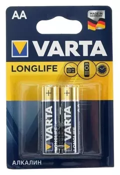 Батарейка алкалиновая Varta Longlife, AA, Lr6-2bl, 1.5в, блистер, 2 шт.