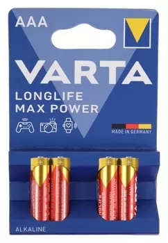 Батарейка алкалиновая Varta MAX Tech AAA набор 4 шт