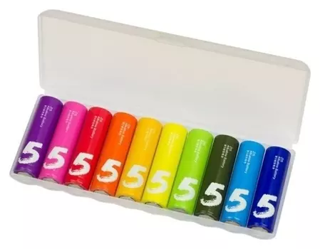 Батарейка алкалиновая Xiaomi ZMI Rainbow Zi5, AA, Lr6-10box, 1.5 В, 10 шт.