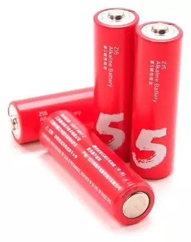 Батарейка алкалиновая Xiaomi ZMI Rainbow Zi5, AA, Lr6, спайка, 4 шт, красные