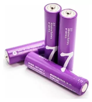 Батарейка алкалиновая Xiaomi ZMI Rainbow Zi7, Aаa, Lr03, спайка 4 шт, фиолетовые
