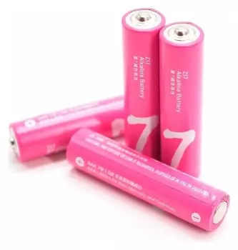 Батарейка алкалиновая Xiaomi ZMI Rainbow Zi7, Aаa, Lr03, спайка 4 шт, розовые