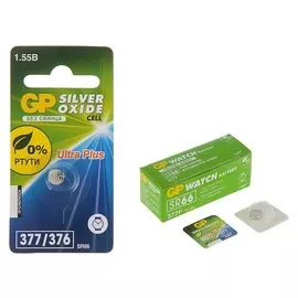 Батарейка цинковая GP Ultra Plus, Sr66 (377/376)-1bl, 1.55в, блистер, 1 шт.